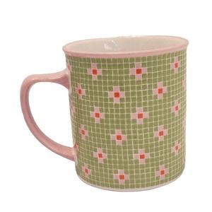Starbucks BARISTA Coffee Mug Mosaic Tile Green Pink Flower Cup 2004
